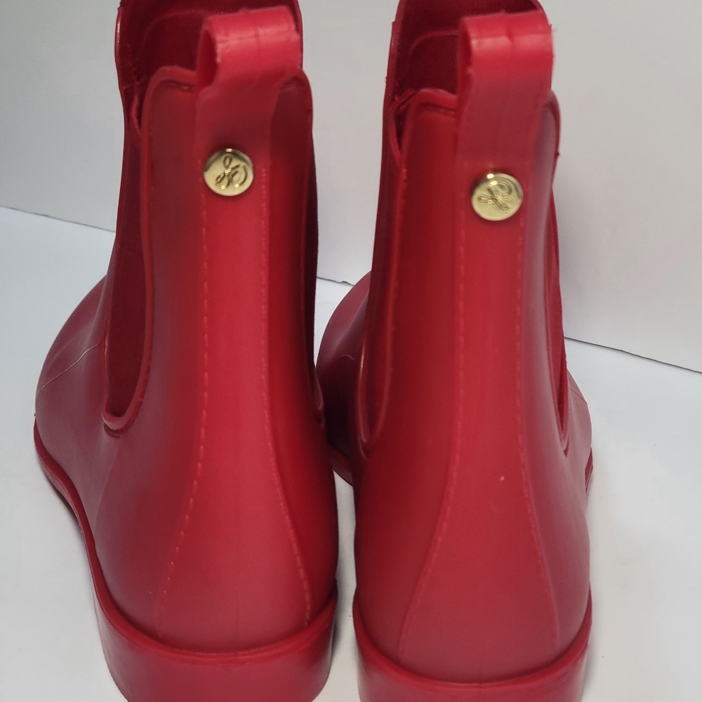 New Women's Size 6 Sam Edelman Red Rain Boots - Picture 4 of 11